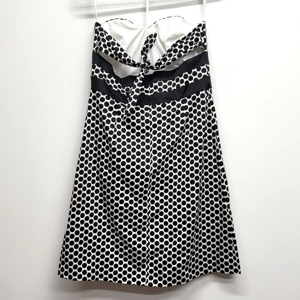 Donna Ricco New York Black White Polka Dot Strapless A-Line Retro Dress 14